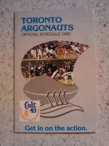 1980 Toronto Argonauts Official Schedule CFL Football  