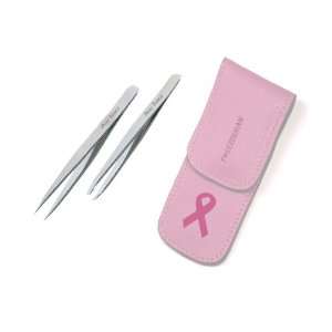  Tweezerman Petite Tweezer Set with Pink Ribbon Case 