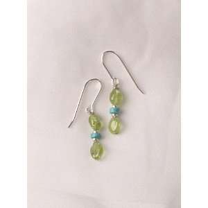  Peridot, Turquoise and Silver Earrings: Jewelry