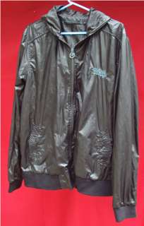CRIMINAL DAMAGE BLACK Windbreaker Jacket w/ Skull zipper Pull size xl 