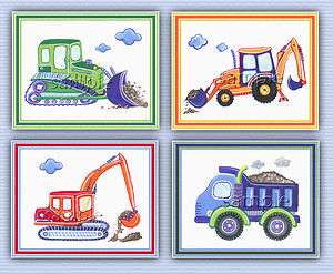 Construction Trucks/tractors kids nursery wall Art  