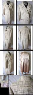 Womens 1960s Mod Vintage WHITE TWEED Wool COAT JACKET  
