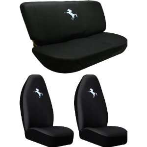  Front High Back Seat Covers and Bench Black Seat Cover Set 