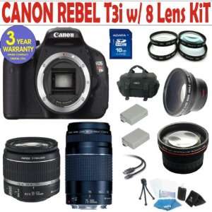 Canon Rebel T3i (EOS 600D/KISS X5) 8 Lens Deluxe Kit with EF S 18 55mm 