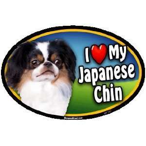    Oval Car Magnet   I Love My Japanese Chin