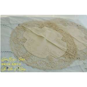  Vintage Hand Jimo Embroidery Round Doliy Tray Cloth 
