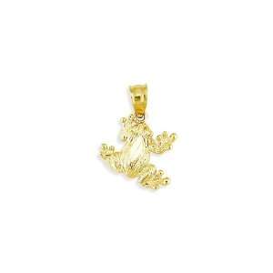  Solid 14k Yellow Gold Jumping Toad Frog Jewelry Pendant Jewelry