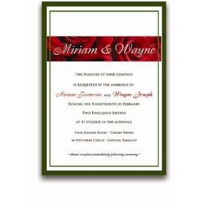  70 Rectangular Wedding Invitations   Red Rose Garden Frost 