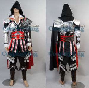 Assassins Creed 2 II Ezio Cosplay Costume Black Outfit  