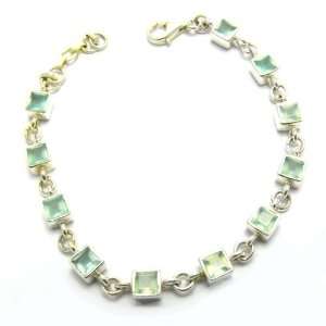 Franki Baker Square Cut Blue Green Aqua Chalcedony and Sterling Silver 
