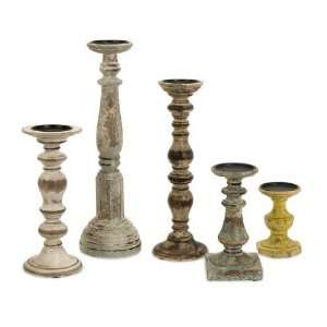  Set of 5 Kanan Wood Candle Holders: Home & Kitchen
