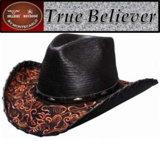 Montecarlo   SHANTUNG PANAMA Straw Western Cowboy Hat  