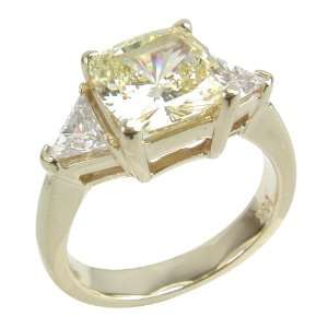   carat Cushion Cut with Trillions Ring Featuring Ziamond Cubic Zirconia
