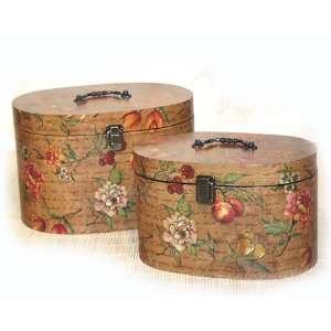  Large Oval Cases with Floral Fruit Design   Set of 2: Home 