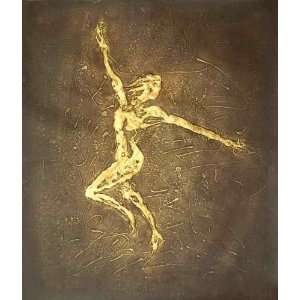  Golden Gymnastics Floor Dancer Oil Painting on Canvas Hand 