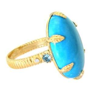 14K Yellow Gold Full Sized Oval Gemstone and Diamond Cocktail Ring 