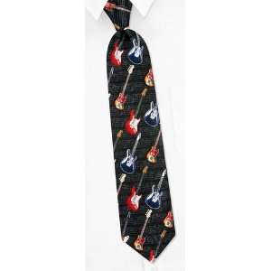  Bass Guitars and Notes black polyester Tie Musical 