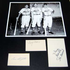 1940S CARDINALS OUTFIELD AUTOGRAPH LOT MUSIAL SLAUGHTER AND TERRY 