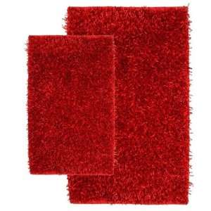  Shag Oversized Bath Mat Set ( Red/Multi ): Home & Kitchen