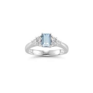  0.60 Cts Diamond & 1.40 Cts Aquamarine Ring in 18K White 