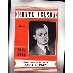  Monte Nelson Pianist Handbill NYC Town Hall 1947 