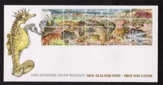 New Zealand FDC 1996 Seashore stamp booklet  