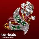 Russian Style Genuine Diamond & Emerald Ring in 14k Sol