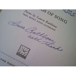  Rathbone, Laura On Wings Of Song 1927 Book Signed 