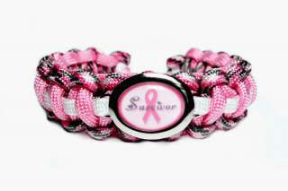 Breast Cancer Awareness Survivor/Fighter Paracord Bracelet Custom Made 
