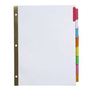  Insertable Tab Index Dividers, White with Multi Color Tabs, 8 Tab 