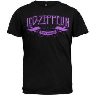  Led Zeppelin   Rock N Roll Banner T Shirt: Clothing