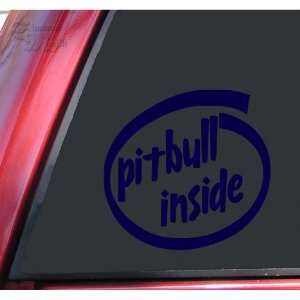   Pit Bull / Pitbull Inside Vinyl Decal Sticker   Dark Blue Automotive