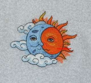 CELESTIAL SUN & MOON   2 EMBROIDERED HAND TOWELS by Susan  