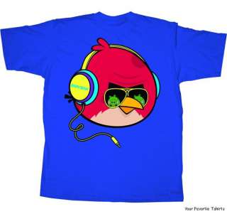 New Licensed Angry Birds Tough Guy Bird With Head phones Adult Shirt S 