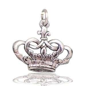 Beaucoup Designs Silver Over Pewter Old World Crown Charm for Necklace 