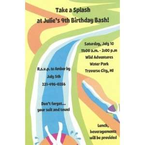 Slip and Slide, Custom Personalized Girl Birthday Invitation, by 