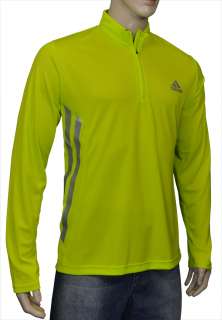 Adidas Mens Running 1/2 Zip Pullover Shirt Neon Yellow  