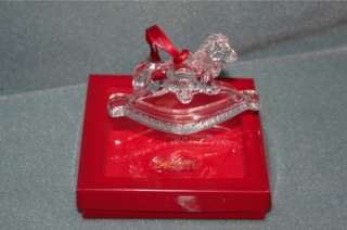 Gorham Babys First Christmas Rocking Horse Glass Ornament NEW  