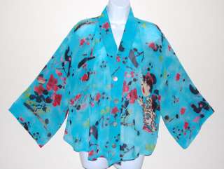 CHICOS Silk Geisha Kimono Sleeve Top in EXCELLENT Condition