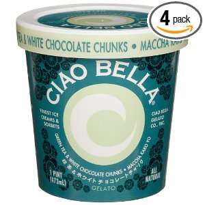 Ciao Bella Green Tea White Chocolate Chip, 16 Ounce Cups (Pack of 4 