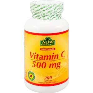  Alfa Vitamins Vitamin C Tablets 500 Mg, 200 Count: Health 
