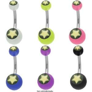    Cool Acrylic Star Logo Belly Button Ring   33110 1: Jewelry