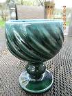 Vintage Hull Pottery Green Imperial Swirl Pedestal Pl