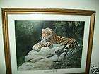 Framed CatJAGUAR ON A ROCK by US Artist Balke 22 X 28