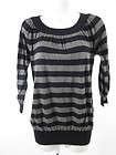 COTTON BY AUTUMN CASHMERE Black Gray Striped Sweater XS