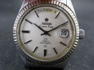 VINTAGE TITONI COSMO KING SWISS DATE MEN 25 JEWELS AUTOMATIC WATCH 