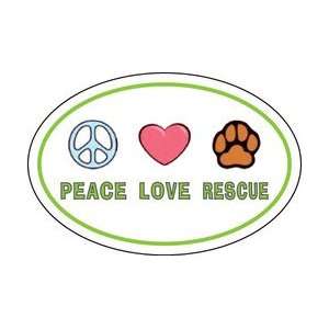  Peace, Love, Rescue Oval Magnet
