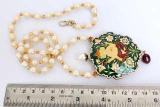 vintage antique 22 K gold pendant necklace kundan meena  