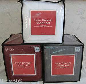 HOME 100% COTTON PIECE FLANNEL SHEET SET WHITE, BURGUNDY OR GRAY NEW 