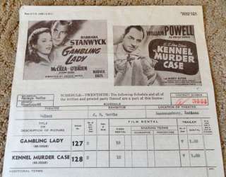 William Powell & Barbara Stanwyck Contract  